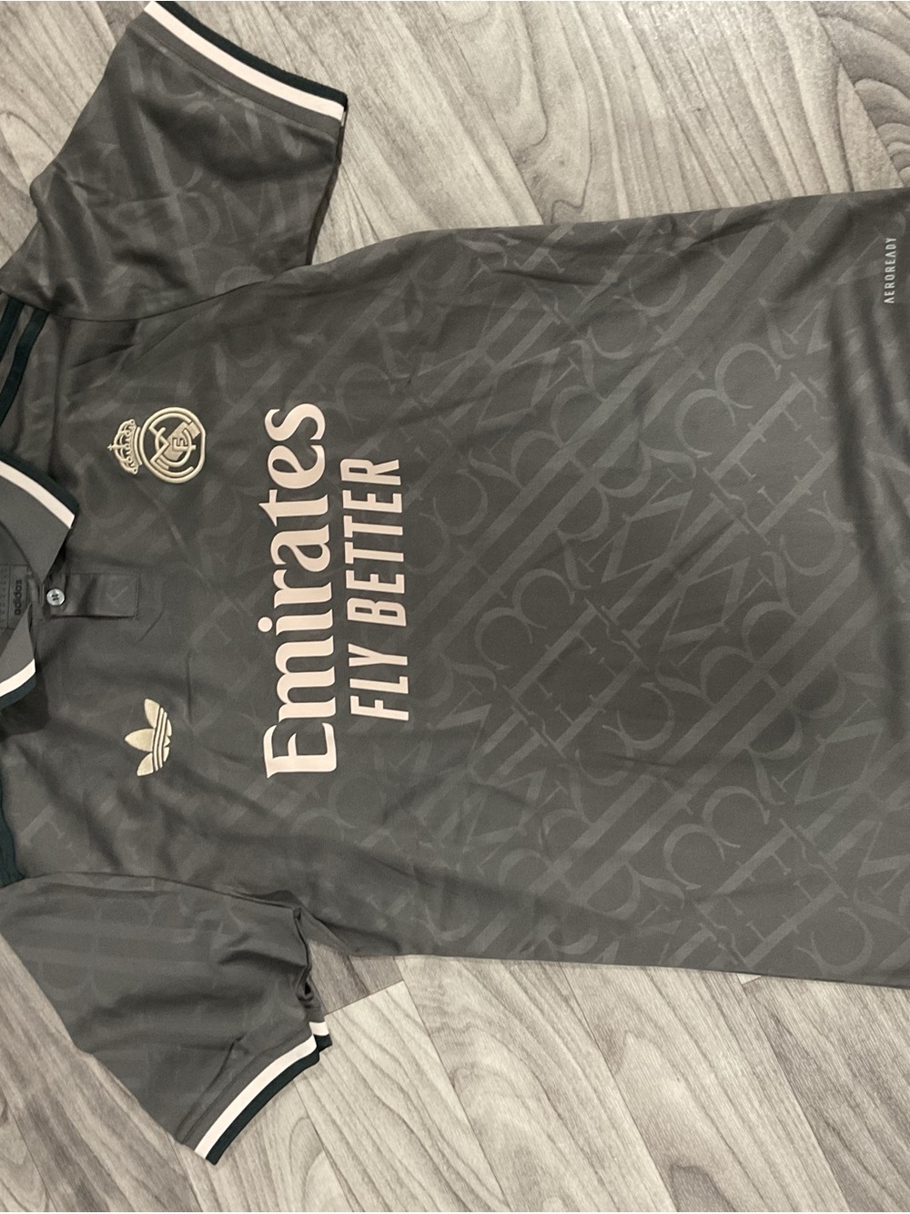 adidas Men’s Football Jersey - Charcoal with Gold Accents